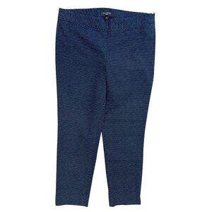 Talbots Chatham Ankle Pants Women's Size 8 PETITE Polka Dot Print Navy Cotton